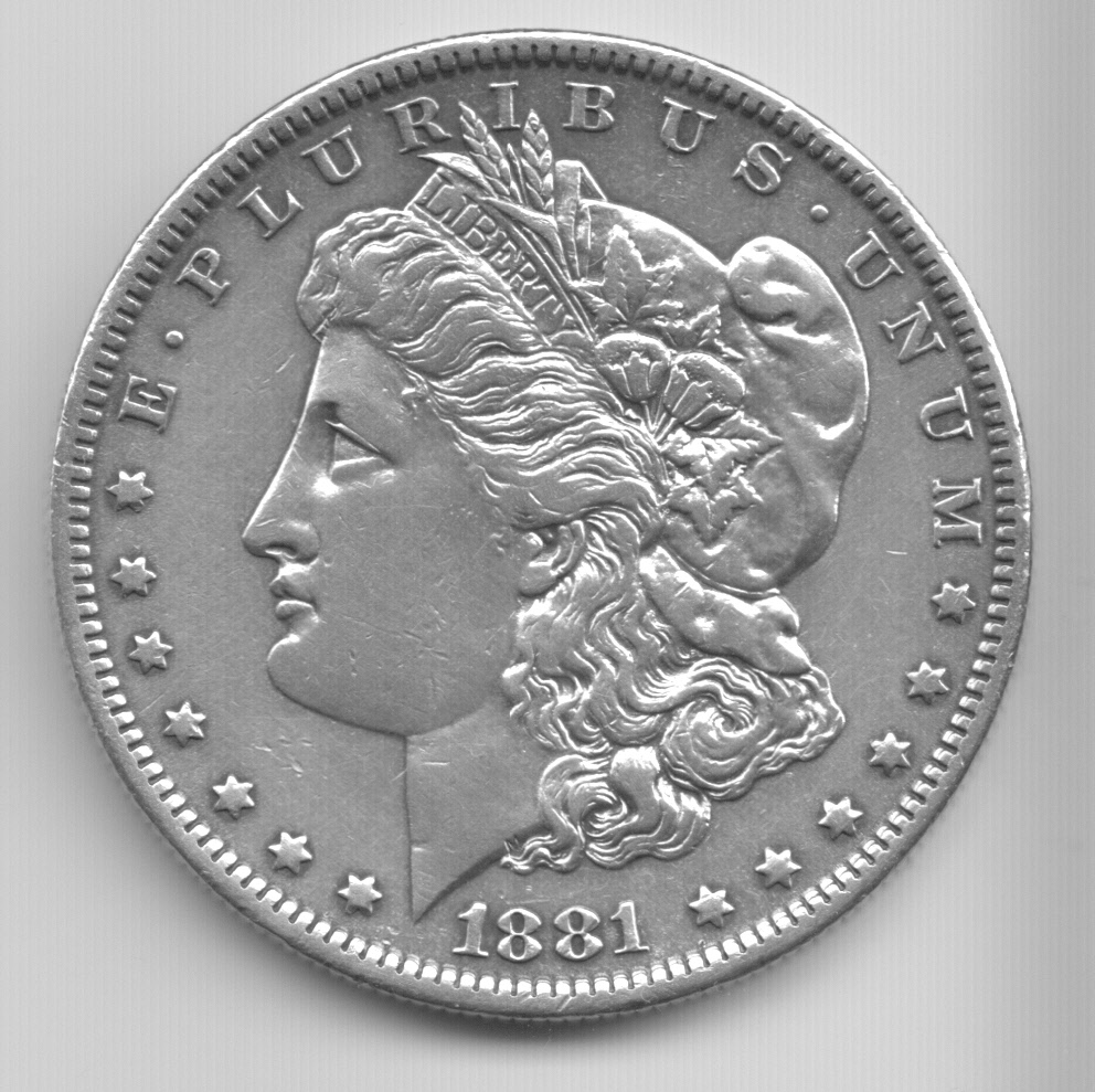 1881 morgan silver dollar, scanned and owned by Don Fulton